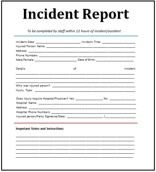 Incident Report Template Incident Report All Form Templates Vrogue