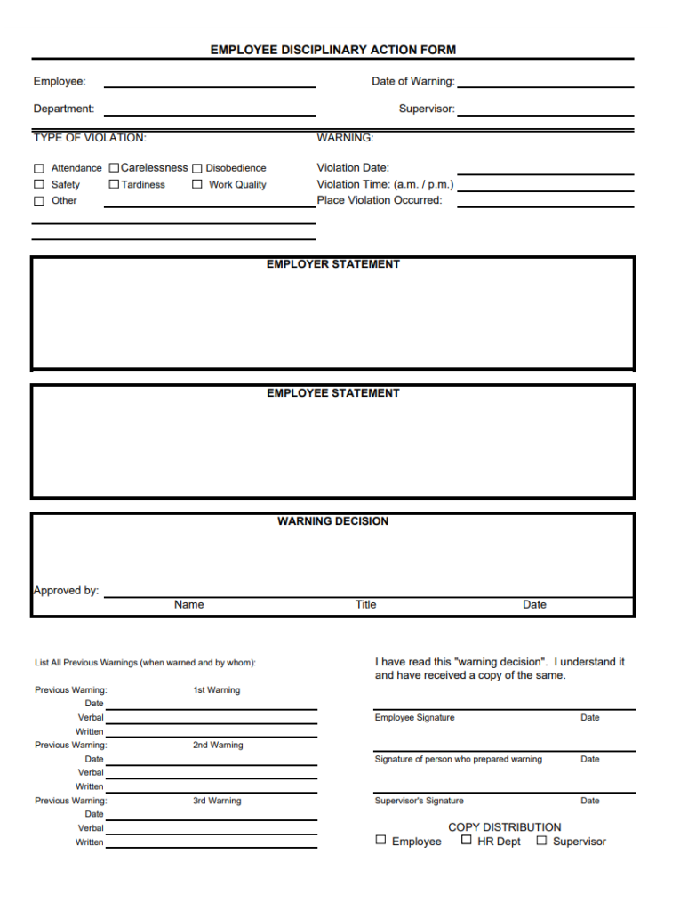 Disciplinary Action Report Template