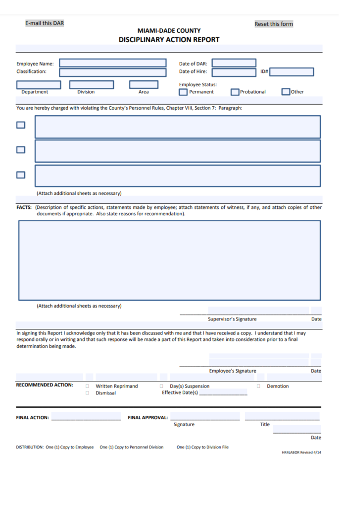 Disciplinary Action Report Writing Template